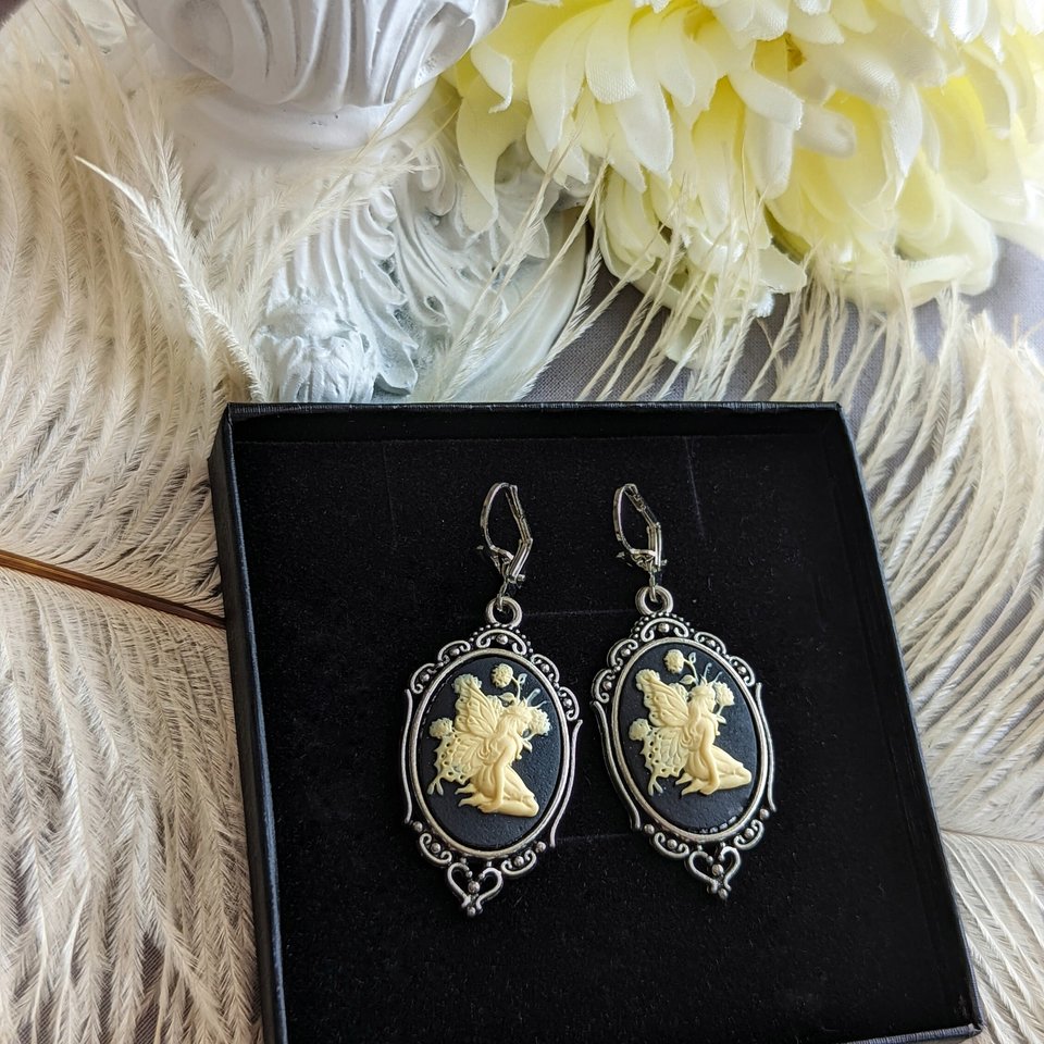 Fairy Cameo Earrings, Woodland Fairy Jewelry, Statement Earrings, Mythical Creatures, Fairycore Jewelry