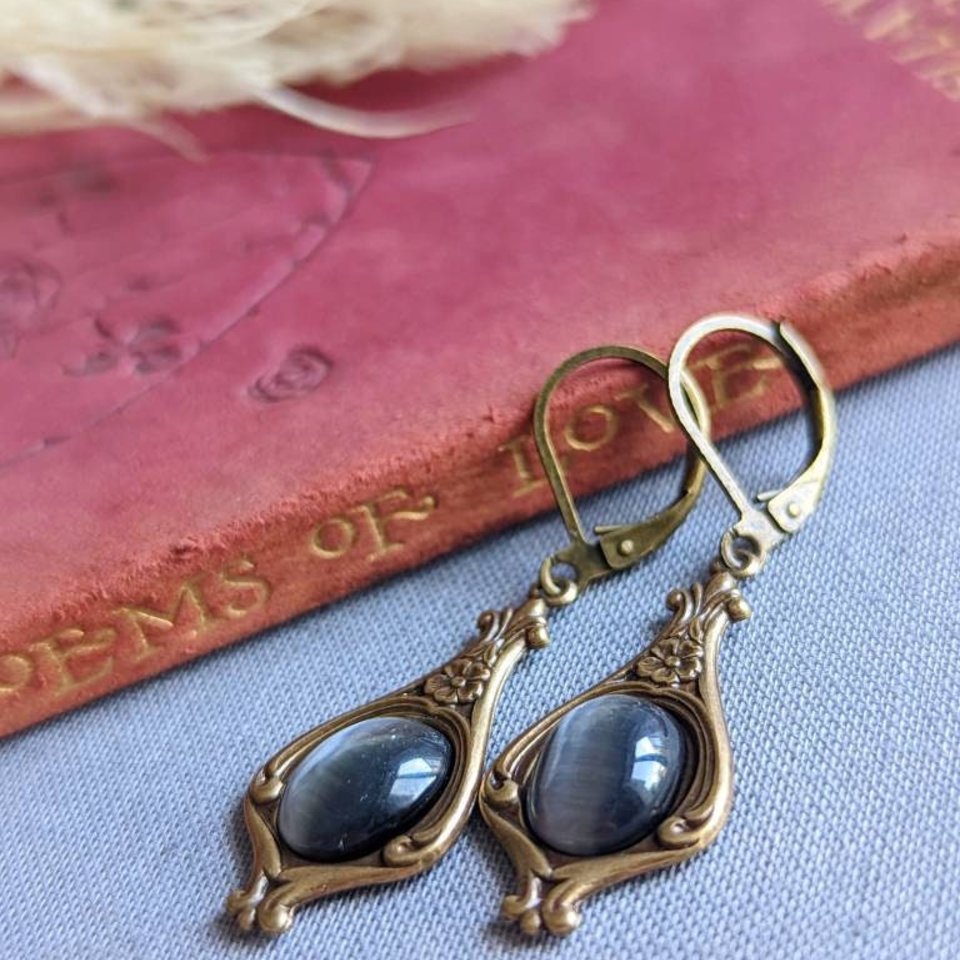 Victorian Earrings, Purple Earrings, Vintage Style Jewelry, Antique Replica, Regency Era, Gift For Her