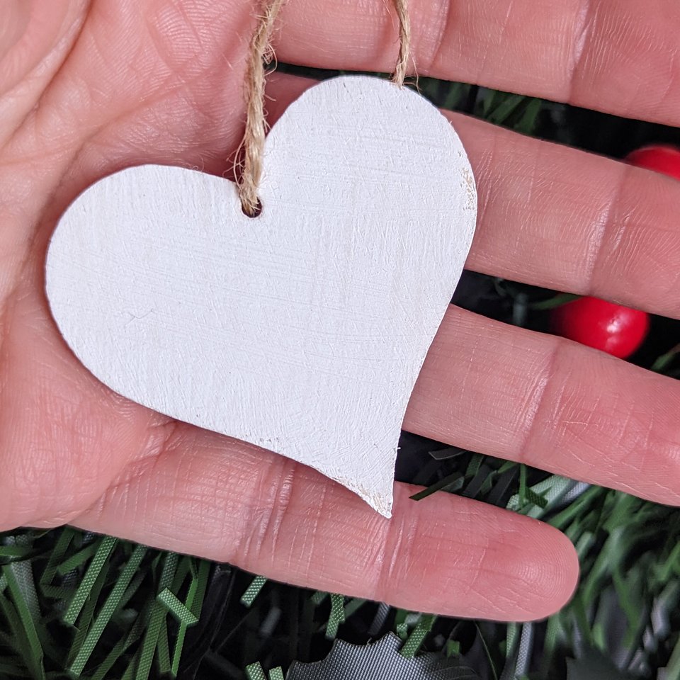 Wood Heart Christmas Ornament, Rustic Farmhouse Style, Romantic Valentines Day Decor