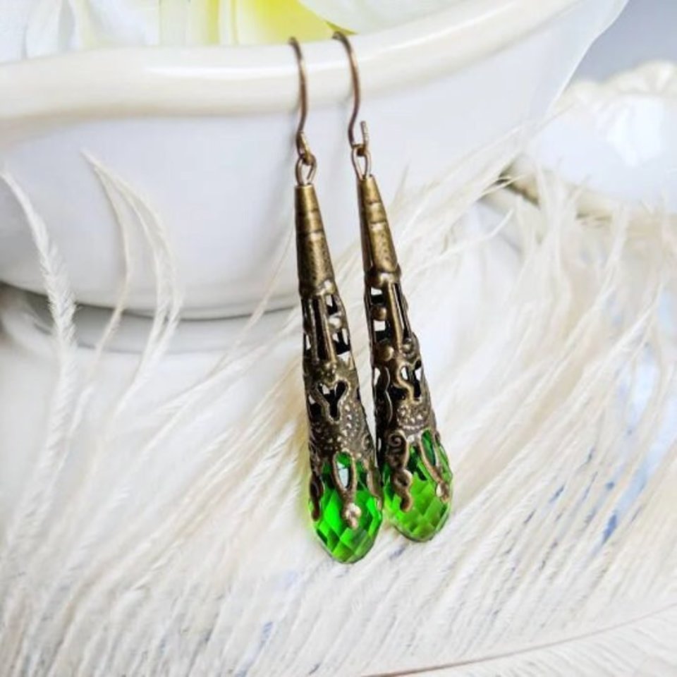 Long Victorian Earrings, Vintage Style Earrings, Various Colours