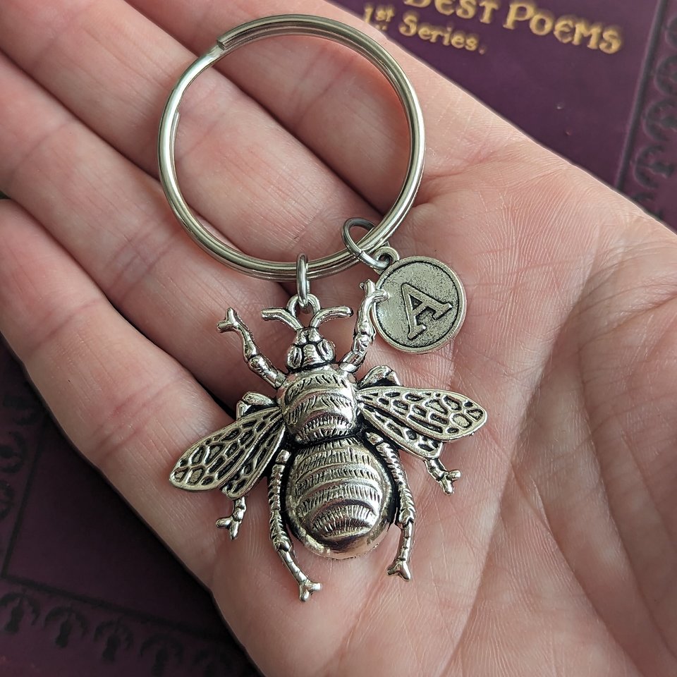 Bee Keychain, Honeybee Key Ring, Personalized Gift, Initial Key Chain, Nature Lover, Inspirational Gift Ideas for Her Birthday