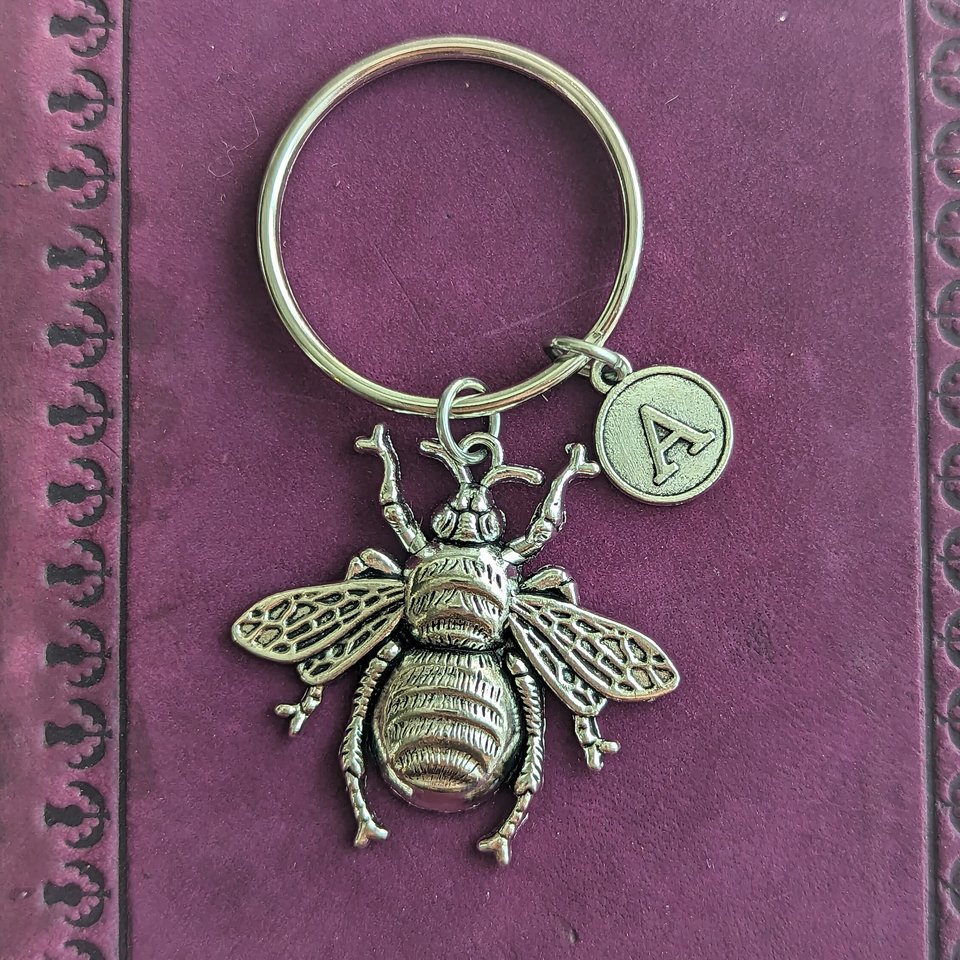 Bee Keychain, Honeybee Key Ring, Personalized Gift, Initial Key Chain, Nature Lover, Inspirational Gift Ideas for Her Birthday