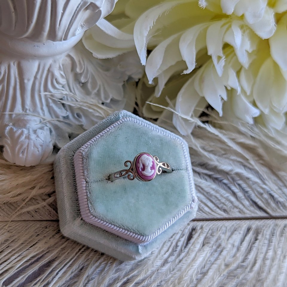 Cameo ring, Sterling Silver Adjustable ring, Antique Replica Jewelry, Special Birthday Gift for Her, Girlfriend Gift