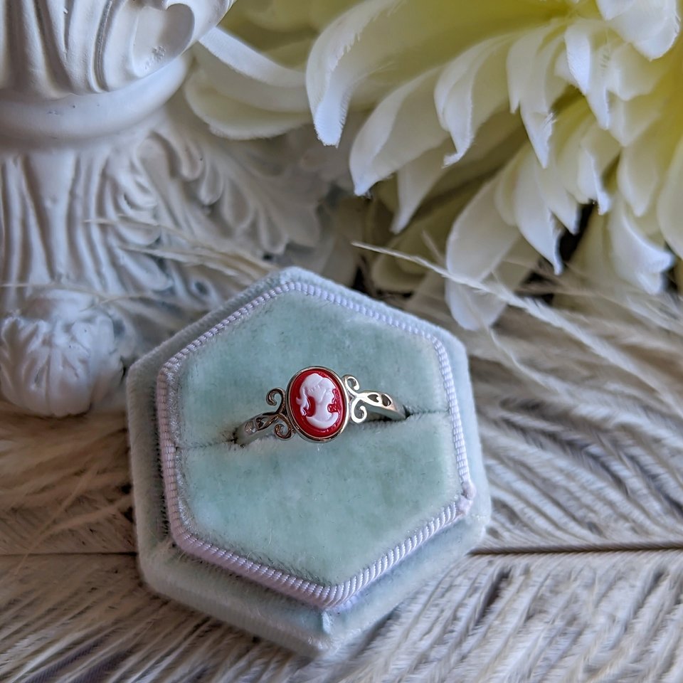 Cameo ring, Sterling Silver Adjustable ring, Antique Replica Jewelry, Special Birthday Gift for Her, Girlfriend Gift