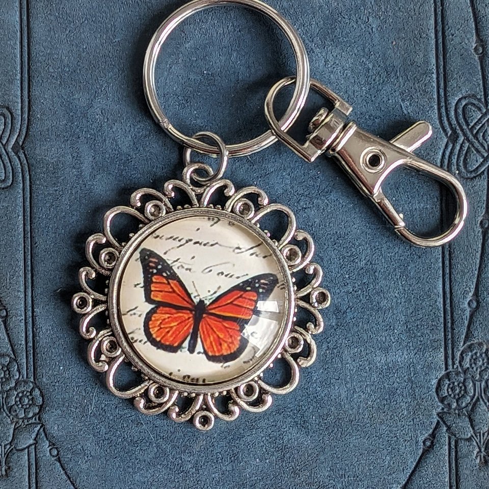 Monarch Butterfly Keychain, Unique Bag Charm, Handmade Nature Inspired Accessory, Insect Lover Gift