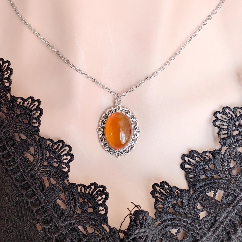 Carnelian Necklace, Natural Gemstone Pendant, Boho Jewelry, Healing Crystal Necklace