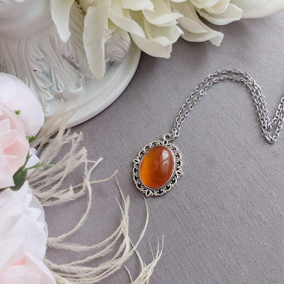 Carnelian Necklace, Natural Gemstone Pendant, Boho Jewelry, Healing Crystal Necklace