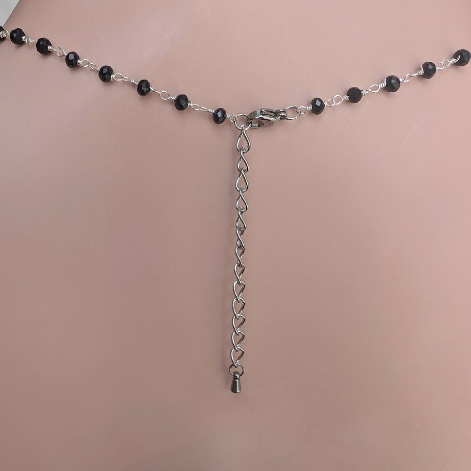 Victorian Hand Necklace, Gothic Jewelry, Black Goth Wedding, Retro Vintage Style, Rosary Bead Gift for Her, Girlfriend Gift