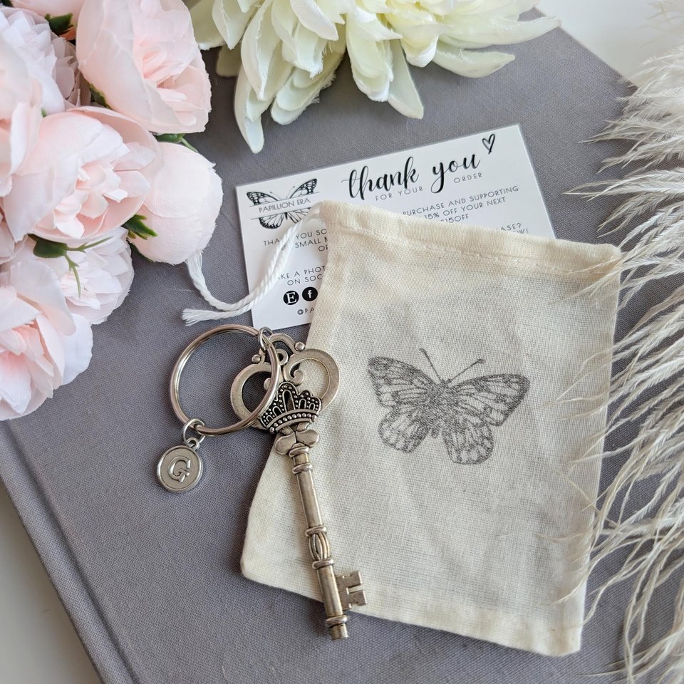 Dragonfly Keychain: Personalized Initial Charm, Freedom Key Ring