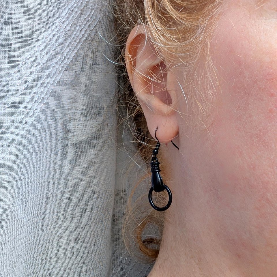 Black Victorian Hand Earrings, Gothic Vintage Inspired Jewelry