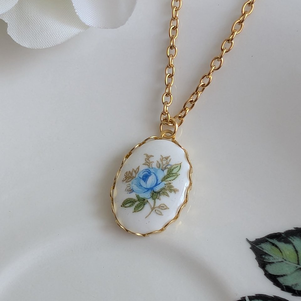 Regency Pink Rose Necklace, Vintage Inspired, Historical Costume Jewelry