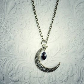 Crescent Moon Necklace, Womens Celestial Jewelry, Boho Moon Necklace, Witchy Jewelry,  Gift for Her