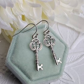 Silver Key Earrings, Antique Key Earrings, Skeleton Key, Steampunk Jewelry, Key to Her Heart, Unique Realtor Gift, New Home Gift