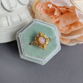 Fire Opal Ring, Victorian ring, Vintage Glass ring, Fire Opal jewelry, Vintage Style Jewelry Gift, Historical Jewelry, Adjustable Ring