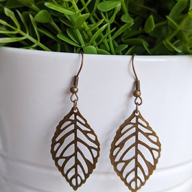 Leaf Earrings, Filigree Earrings, Fall Jewelry, Boho Jewelry Gift for Nature Lover, Gift for Mom from Daughter