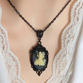 Black Woodland Fairy Necklace, Fae Jewelry Pendant
