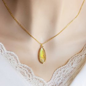 Opal Teardrop Pendant, Iridescent Gemstone Jewelry, October Birthstone 