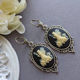 Fairy Cameo Earrings, Woodland Fairy Statement Earrings with Lever Back Ear Wires, Mythical Creatures, Fairycore Jewelry