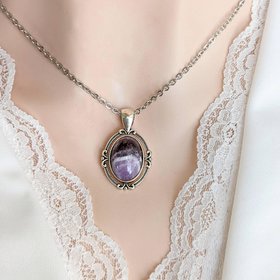 Natural Amethyst Necklace, Purple Crystal Pendant, Gemstone Jewelry Gift for February Birthday