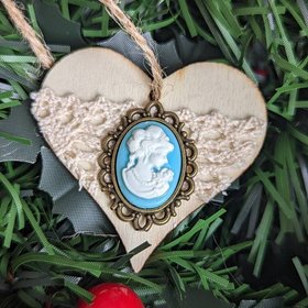 Heart Ornament Christmas Tree Shabby Chic Romantic Valentines Home Decor