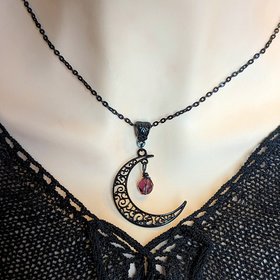 Black Crescent Moon Necklace, Witchy Celestial Jewelry