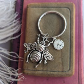 Bee Keychain, Honeybee Key Ring, Personalized Gift, Initial Key Chain, Nature Lover, Inspirational Gift Ideas for Her Birthday
