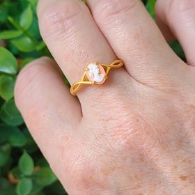 Matte Gold Cameo Ring, Gold Vermeil Sterling Silver Adjustable ring, Modern Vintage Chic Jewelry,  Gift for Her