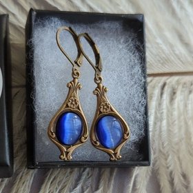 Victorian Earrings, Sapphire Blue Earrings, Vintage Inspired Jewelry, Something Blue Blue for Bride, September Birthday Gifts