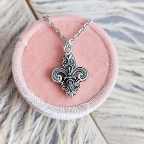 Silver Fleur De Lis Necklace, Mardi Gras Pendant, French Jewelry Gift for Her