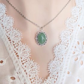 Aventurine Necklace, Natural Green Gemstone Pendant, Healing Crystal Jewelry, Boho Chic Necklace