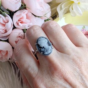 Timeless Cameo Ring, 925 Sterling Silver Adjustable Ring, Elegant Vintage Inspired Jewelry Gift for Her